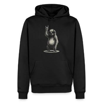 Rock Music Funny Sloth with Sunglasses - Men’s Premium Organic Hoodie - black - Front - Nico (187cm)