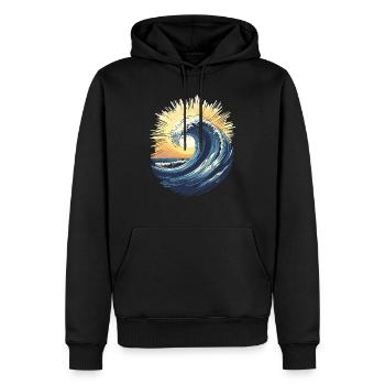 Surfing Big Surf Wave Vibes Surfer Sunset Retro - Men’s Premium Organic Hoodie - black - Front - Nico (187cm)