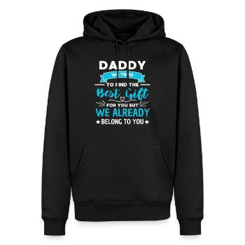 Papa dit cadeau amour famille - Sweat à capuche Premium bio Homme - noir - Devant - Nico (187cm)
