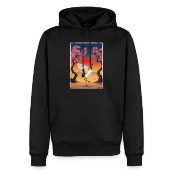 Grue japonaise Fleur de cerisier - Sweat à capuche Premium bio Homme - noir - Devant - Nico (187cm)