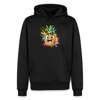 Explosion d’ananas heureuse - Sweat à capuche Premium bio Homme - noir - Devant - Nico (187cm)