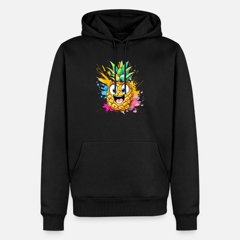 Explosion d’ananas heureuse - Sweat à capuche Premium bio Homme - noir