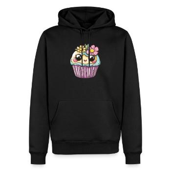 Kawaii Muffin mit Blumen - Männer Premium Bio Hoodie - Schwarz - Vorne - Nico (187cm)