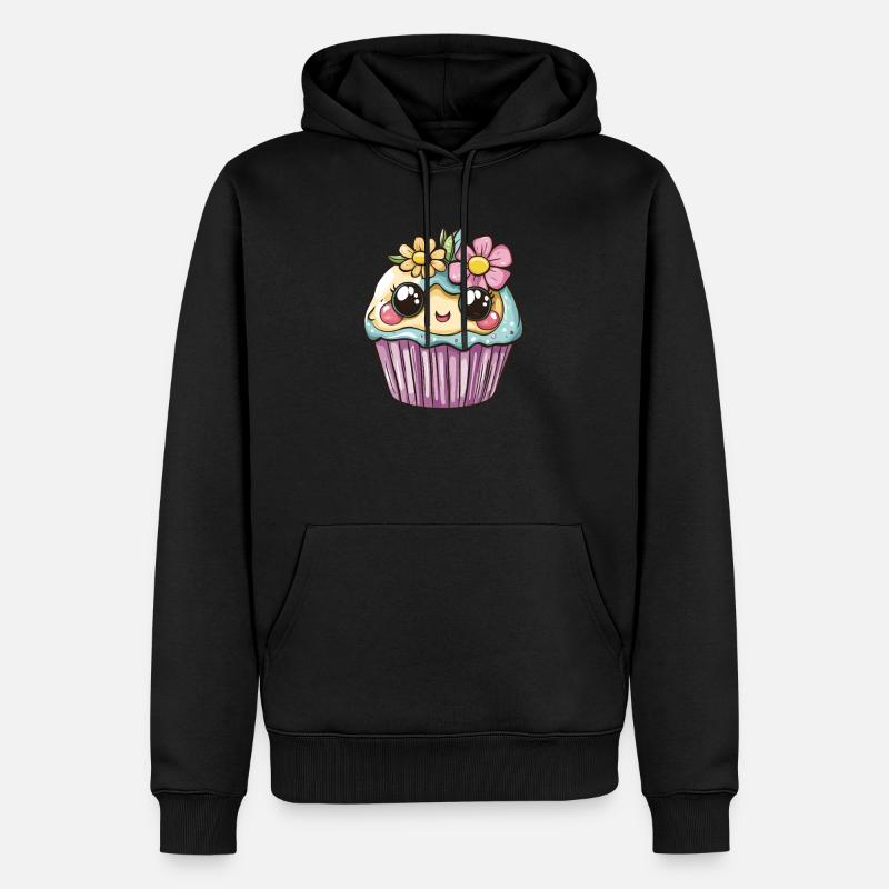Muffin Kawaii aux Fleurs - Sweat à capuche Premium bio Homme - noir