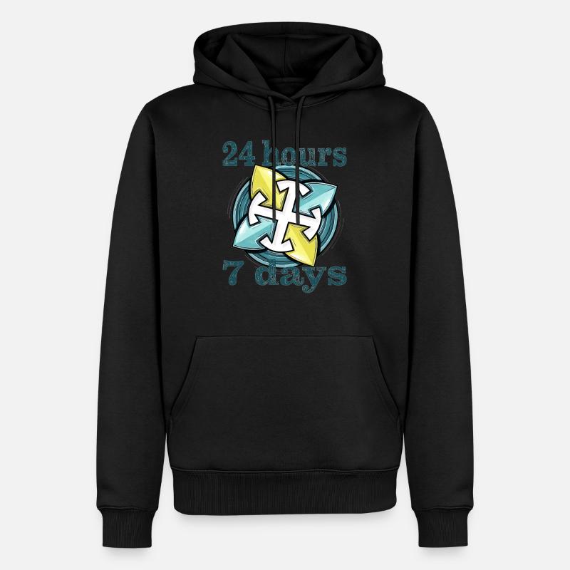 24 hours 7 days - Männer Premium Bio Hoodie - Schwarz