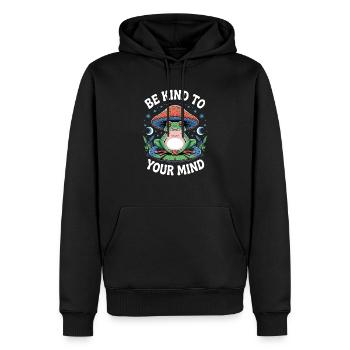 Sei Freundlich Zu Deinem Geist Frosch Meditation - Männer Premium Bio Hoodie - Schwarz - Vorne - Nico (187cm)