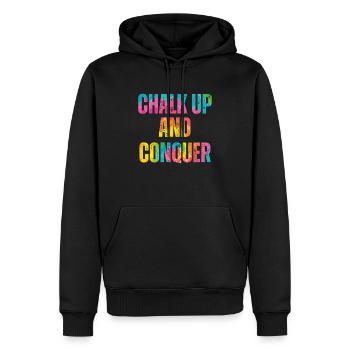 Boulderer Chalk Up Und Conquer Bouldering - Männer Premium Bio Hoodie - Schwarz - Vorne - Nico (187cm)