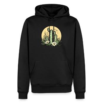 Kaktus mit Blütenmond - Männer Premium Bio Hoodie - Schwarz - Vorne - Nico (187cm)