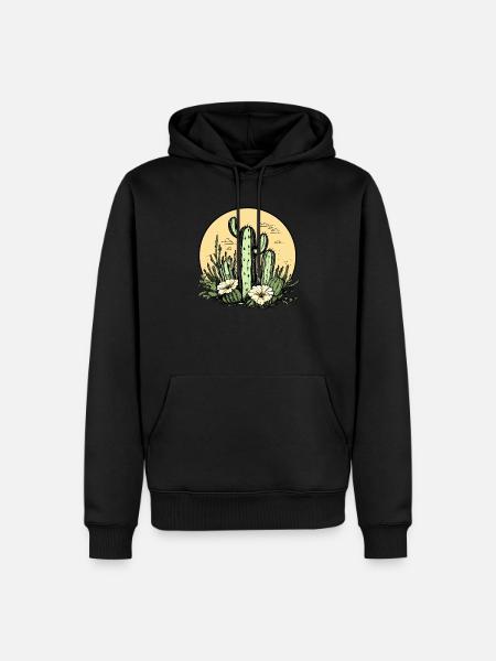 Cactus with flower moon - Men’s Premium Organic Hoodie - black