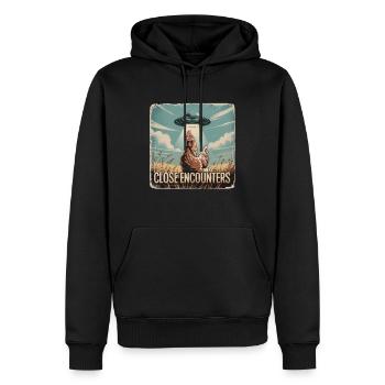 Nahe Begegnung Huhn UFO Feld - Männer Premium Bio Hoodie - Schwarz - Vorne - Nico (187cm)