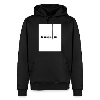 Je crois en toi ! - Sweat à capuche Premium bio Homme - noir - Devant - Nico (187cm)