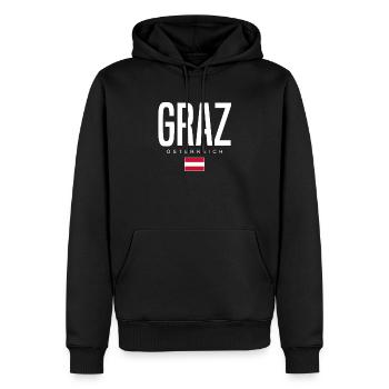Graz Österreich - Männer Premium Bio Hoodie - Schwarz - Vorne - Nico (187cm)