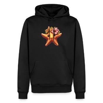 Étoile de mer avec couronne de fleurs - Sweat à capuche Premium bio Homme - noir - Devant - Nico (187cm)