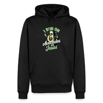 Coole Avocado für Christen - Männer Premium Bio Hoodie - Schwarz - Vorne - Nico (187cm)