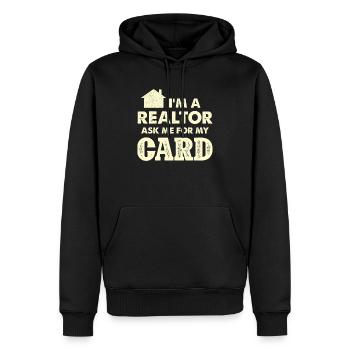 I'm a realtor Ask me for my card - Men’s Premium Organic Hoodie - black - Front - Nico (187cm)