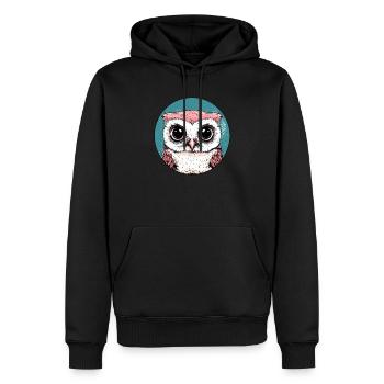 Große Augen Eule - Männer Premium Bio Hoodie - Schwarz - Vorne - Nico (187cm)