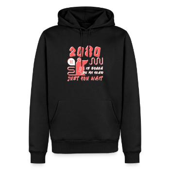 2080 va être mon année - Sweat à capuche Premium bio Homme - noir - Devant - Nico (187cm)