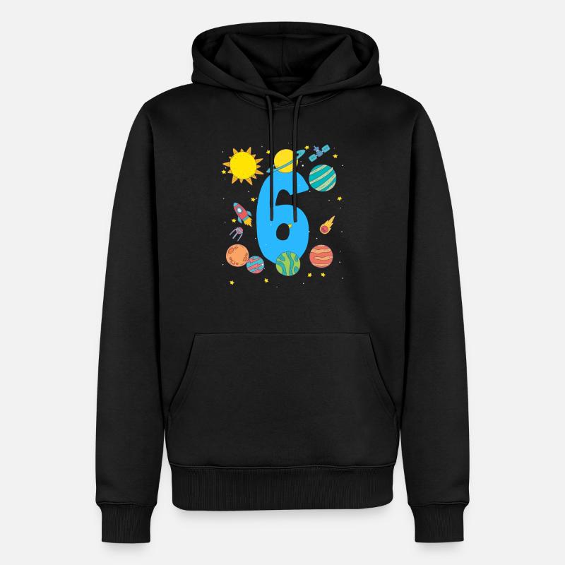 Aventure spatiale numéro 6 Anniversaire - Sweat à capuche Premium bio Homme - noir