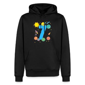 Galactic Adventure for the 7th Birthday - Men’s Premium Organic Hoodie - black - Front - Nico (187cm)