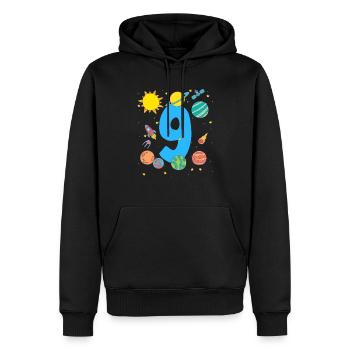 Aventure spatiale numéro neuf - Sweat à capuche Premium bio Homme - noir - Devant - Nico (187cm)