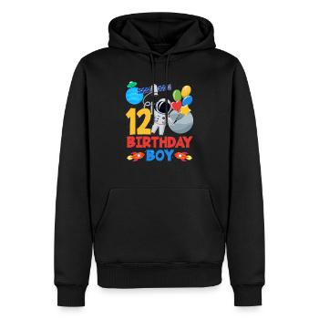 12 Birthday Boy Astronaut Balloons - Men’s Premium Organic Hoodie - black - Front - Nico (187cm)