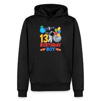 13 Birthday Boy Astronaut Space - Men’s Premium Organic Hoodie - black - Front - Nico (187cm)