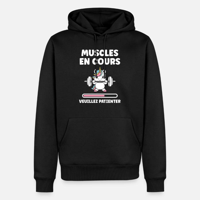Humour musculation - Sweat à capuche Premium bio Homme - noir