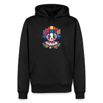 Fille clown avec des fleurs - Sweat à capuche Premium bio Homme - noir - Devant - Nico (187cm)