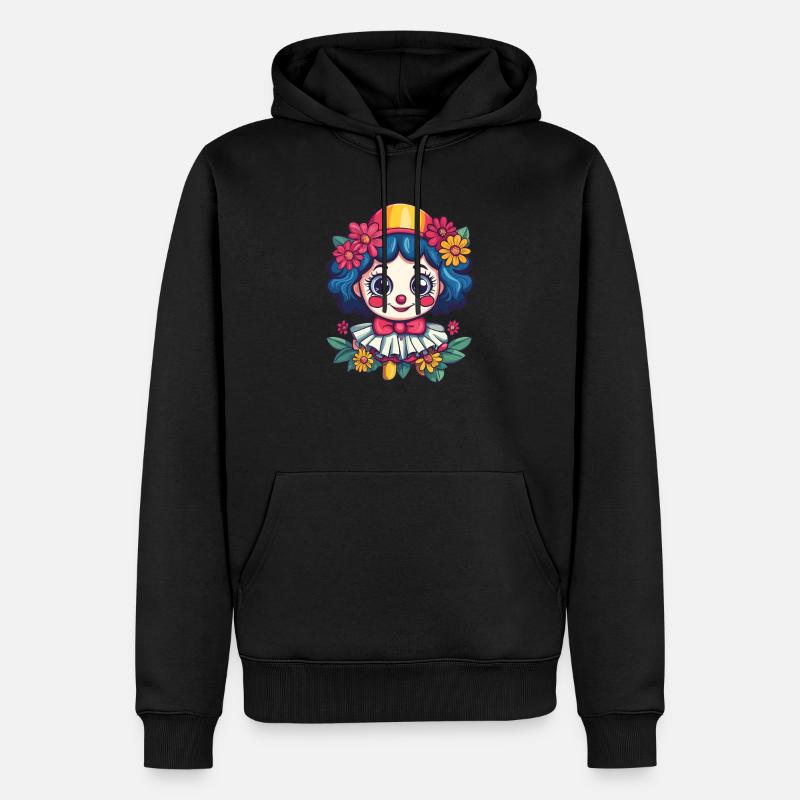 Clownmädchen mit Blumen - Männer Premium Bio Hoodie - Schwarz
