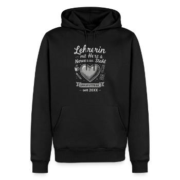 Starke Lehrerinnen aufgepasst! Es zeigt Herz - Männer Premium Bio Hoodie - Schwarz - Vorne - Nico (187cm)