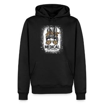Scientifique de laboratoire médical Messy Bun Léopard Laboratoire drôle - Sweat à capuche Premium bio Homme - noir - Devant - Nico (187cm)