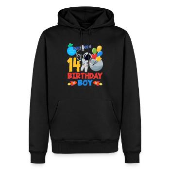 14 Birthday Boy Astronaut Space Adventure - Men’s Premium Organic Hoodie - black - Front - Nico (187cm)