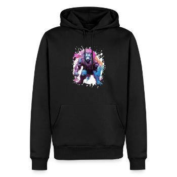 Löwe Muskeln - Männer Premium Bio Hoodie - Schwarz - Vorne - Nico (187cm)