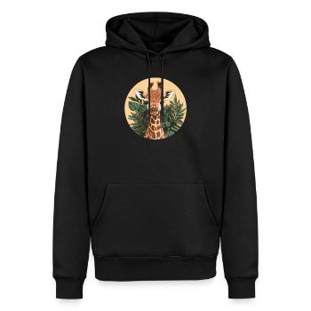 Girafe dans la jungle - Sweat à capuche Premium bio Homme - noir - Devant - Nico (187cm)