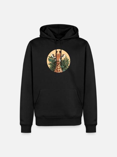 Giraffe im Dschungel - Männer Premium Bio Hoodie - Schwarz