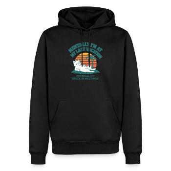 Mode vacances dans la tête – vie de bureau dans le corps - Sweat à capuche Premium bio Homme - noir - Devant - Nico (187cm)