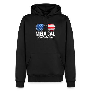 Medical Lab Scientist USA Sunglasses MLS Lab - Men’s Premium Organic Hoodie - black - Front - Nico (187cm)