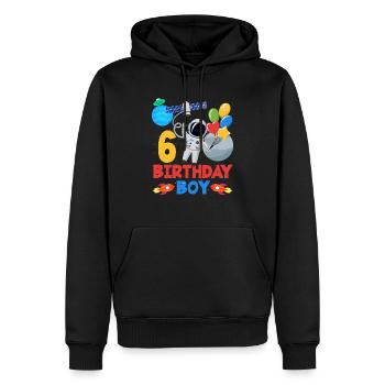 Adventurous 6th Birthday Boy Space - Men’s Premium Organic Hoodie - black - Front - Nico (187cm)