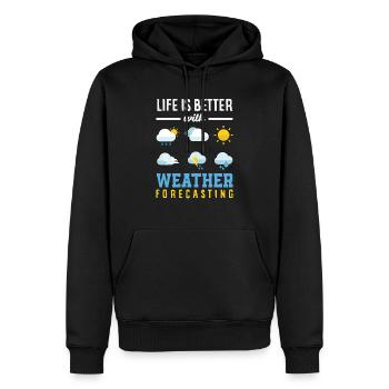 Météorologie amusante Passionnés de météo - Sweat à capuche Premium bio Homme - noir - Devant - Nico (187cm)