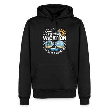 Drôle de dicton de vacances en famille - Sweat à capuche Premium bio Homme - noir - Devant - Nico (187cm)