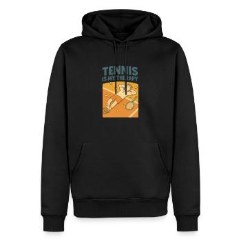 Le tennis est ma thérapie - Sweat à capuche Premium bio Homme - noir - Devant - Nico (187cm)
