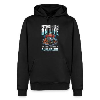 Volez haut dans la vie avec une touche d’adrénaline - Sweat à capuche Premium bio Homme - noir - Devant - Nico (187cm)