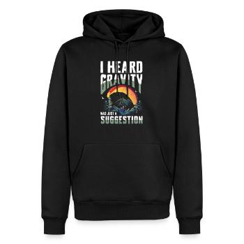 I heard gravity was just a suggestion - Men’s Premium Organic Hoodie - black - Front - Nico (187cm)