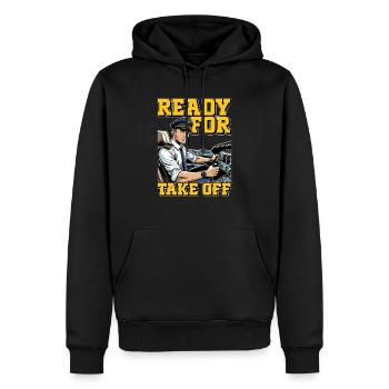 Flight Instructor Ready For Take Off Pilot School - Männer Premium Bio Hoodie - Schwarz - Vorne - Nico (187cm)