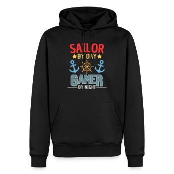 Drôle de joueur Sailor Gaming Dicton - Sweat à capuche Premium bio Homme - noir - Devant - Nico (187cm)