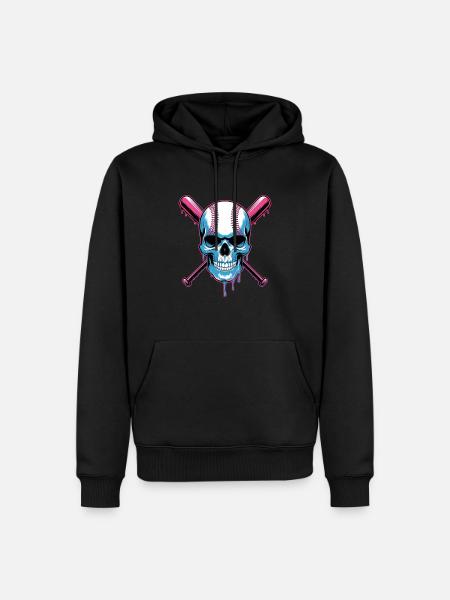 Baseball Skull Baseball Bat - Men’s Premium Organic Hoodie - black