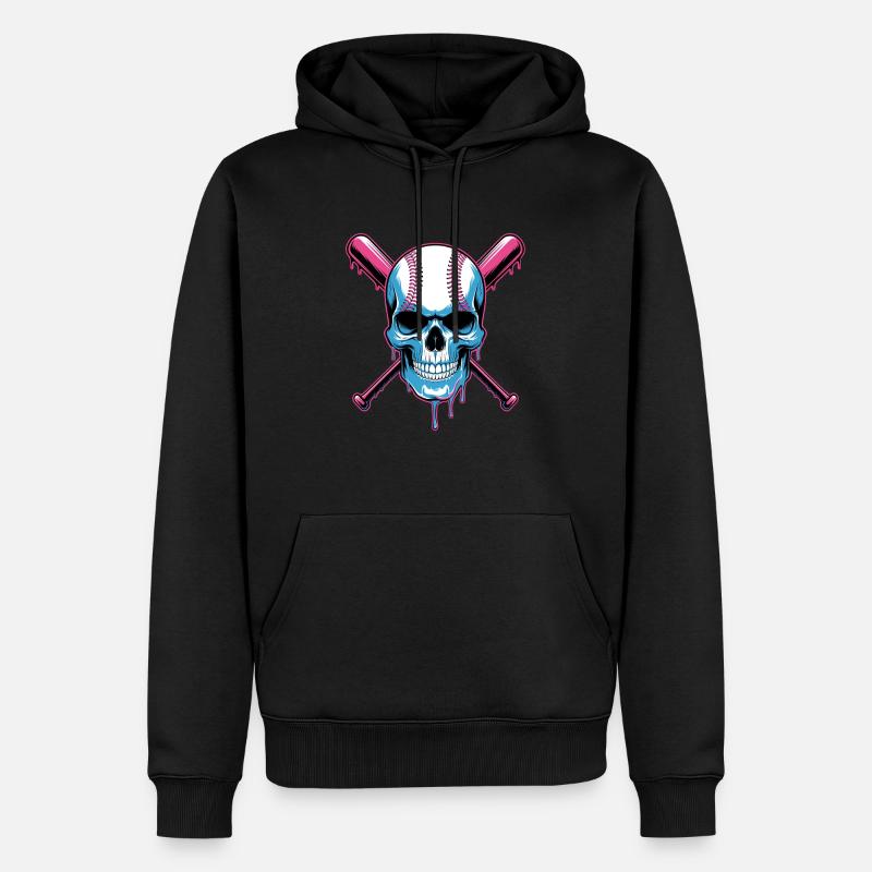 Baseball Skull Batte de Baseball - Sweat à capuche Premium bio Homme - noir
