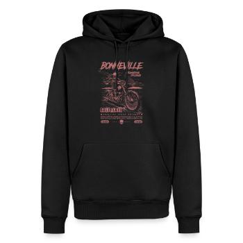 Bonneville Salzwüste Motorrad Vintage Biker - Männer Premium Bio Hoodie - Schwarz - Vorne - Nico (187cm)