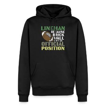 Lineman Football Wall Joke Design - Men’s Premium Organic Hoodie - black - Front - Nico (187cm)