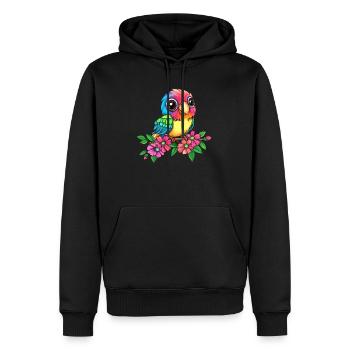 Bunter Vogel auf Zweig - Männer Premium Bio Hoodie - Schwarz - Vorne - Nico (187cm)